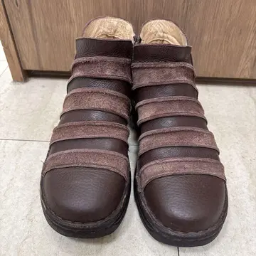 voo 패치워크 브라운 가죽 앵클부츠