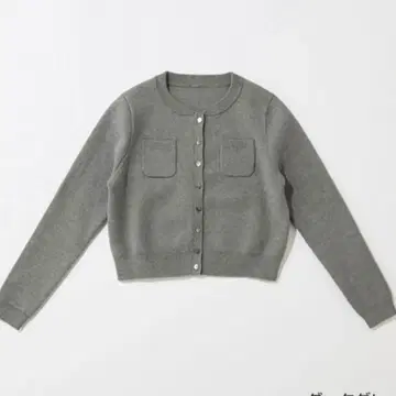 L'AUBE BLANC 컴팩트 크루넥 가디건 다크 그레이