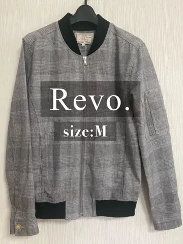Revo. 글렌체크 리브 절개 MA-1 자켓