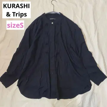 KURASHI& Trips 핀턱 블라우스 드레이프감 소재 블랙 사이즈 S