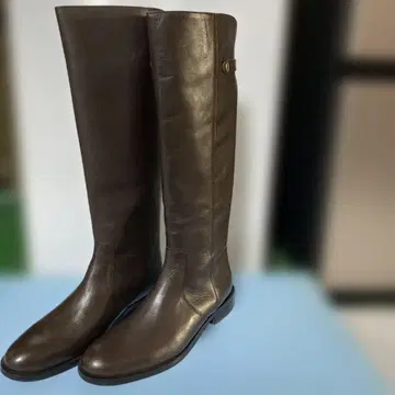 브라운 가죽 롱 부츠