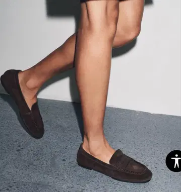 [ 미사용 새상품 ] ZARA 스플릿 스웨이드 로퍼 37 브라운