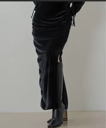 완판템 [ SENEE ] 벨로아 개더 롱 스커트 M 사이즈