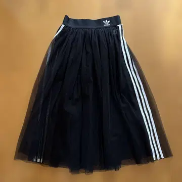 USED adidas 블랙 샤 스커트 사이드 스트라이프