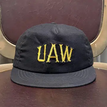 90's 빈티지 코튼 캡 UAW 블랙 USA MADE