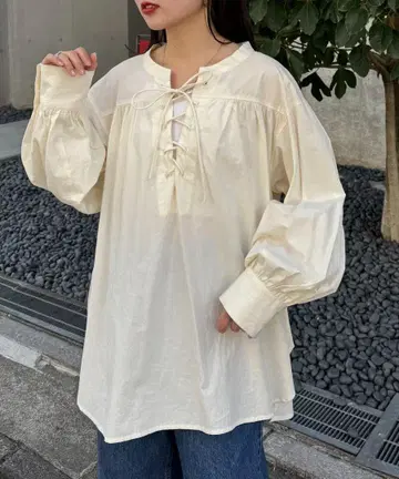 CIAOPANIC TYPY 레이스업 볼륨 소매 풀오버