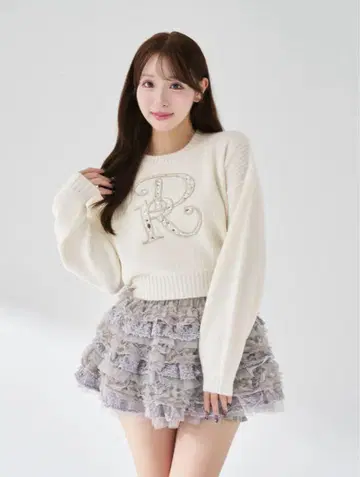다리치 DR 비쥬 볼륨 리브 니트탑 화이트