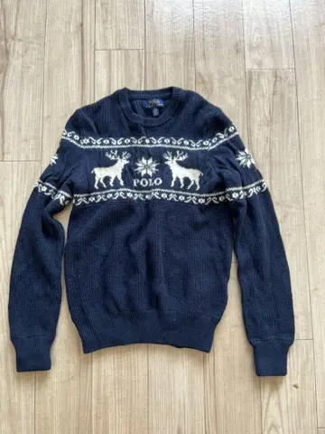 Polo 네이비 루돌프 무늬 니트 스웨터 랄프 로렌 아가일