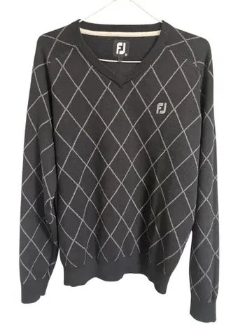 FJ 풋조이 블랙 다이아몬드 패턴 V넥 스웨터 골프 가을 겨울