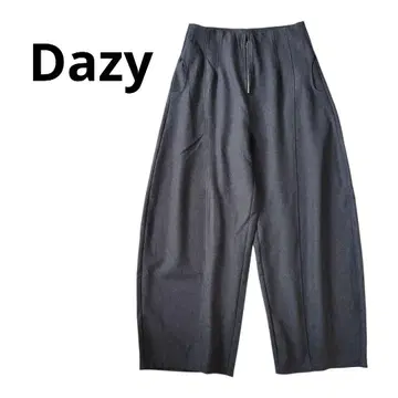 택 포함 새상품 Dazy 배럴 레그 와이드 팬츠 앞 지퍼 포켓