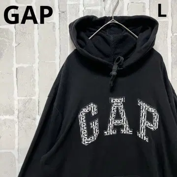 GAP 갭 후드티 맨투맨 L 자수 블랙 풀오버 남성용