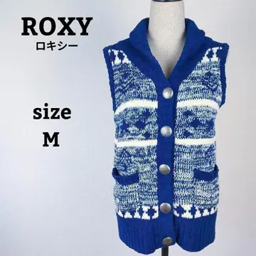 ROXY 록시 새상품급 니트 베스트 M 블루 V넥