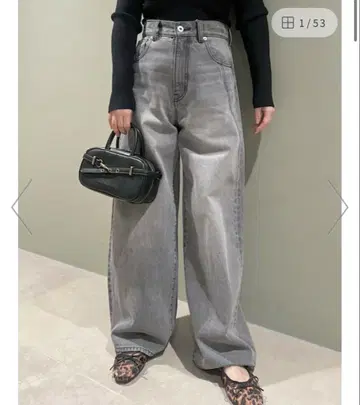 릴리 브라운 사이드 라인 와이드 데님 팬츠