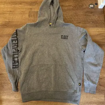 미국 빈티지 의류 기업 CAT 그레이 후드 부착 후드티