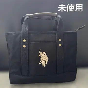 미사용 데님 블랙 자수 로고 토트백