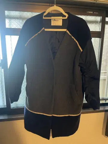 LAllegro 롱 코트 그레이 네이비