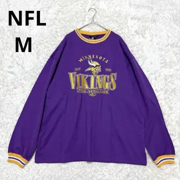 NFL 미식축구 바이킹스 롱티 (M) 퍼플 빅 실루엣 면 100