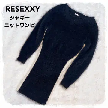 미사용 RESEXXY 사이드 라인 샤기 니트 원피스 바이컬러 리젝시