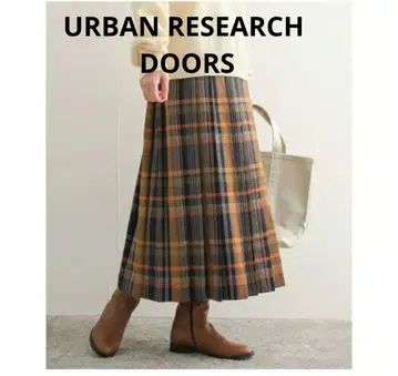 URBAN RESEARCH DOORS 컬러 체크 플리츠 스커트 가을/겨울