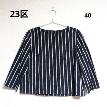 0335 23구 니쥬산쿠 스트라이프 블라우스 40