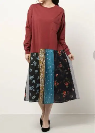 SUPER HAKKA 로즈 부케 x 작은 꽃 믹스 프린트 + 천축 원피스