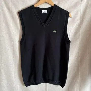 LACOSTE 블랙 V넥 베스트 사이즈 3 남성용