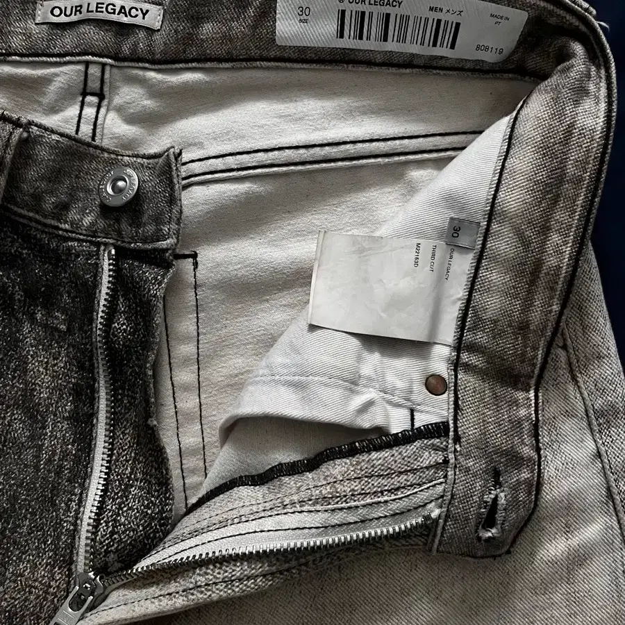 아워레가시 써드컷 디지털 프린트 데님 잉크 블랙 30