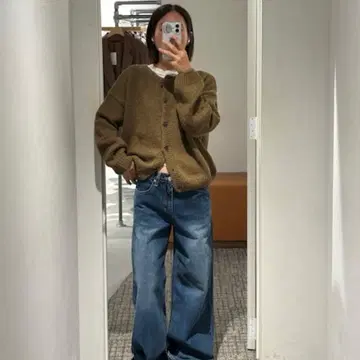 가디건 El mar 알파카 혼방 크루넥 가디건 여성용
