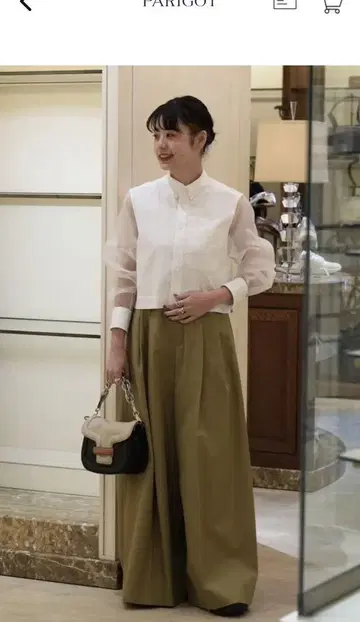 HYKE,OXFORD B.D. SHIRT WITH SHEER SLEEVE