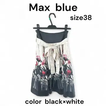[새상품급] Max Blue 꽃무늬 플레어 스커트 9호 리본 파티 경사