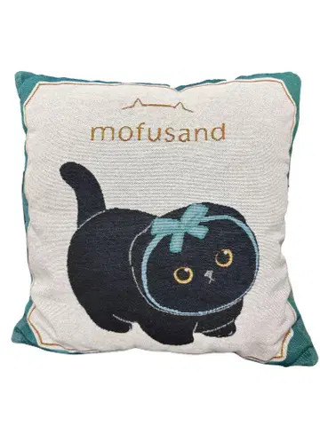 mofusand 모프 샌드 고블랑 직조 쿠션 검은 고양이 블랙