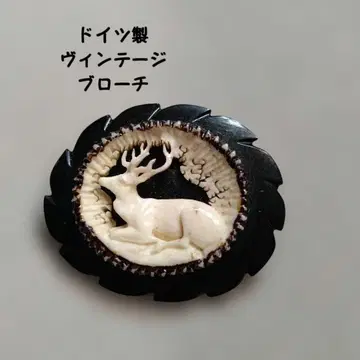 사슴 조각 타원형 브로치 빈티지