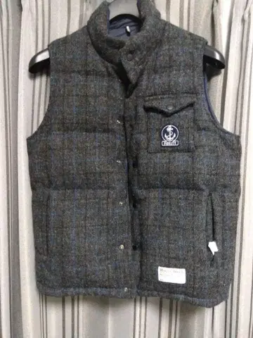 FIDELITY 체크 무늬 다운 베스트 Harris Tweed