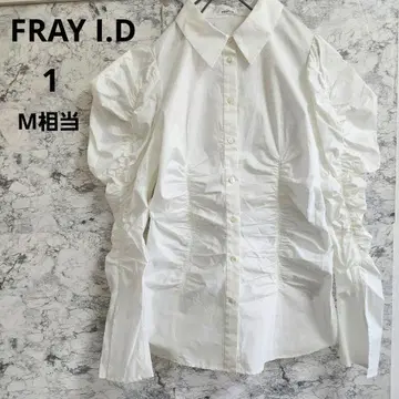 FRAY I.D 셔링 퍼프 슬리브 프릴 화이트 셔츠 1 M