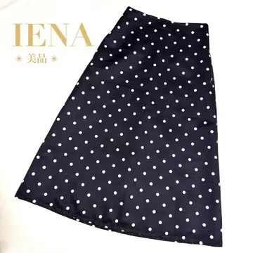 IENA 새상품급 도트 스커트/트래블러스 스커트/도트/네이비/오피스