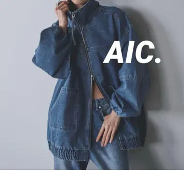 AIC. 스탠드넥 데님 오버 블루종