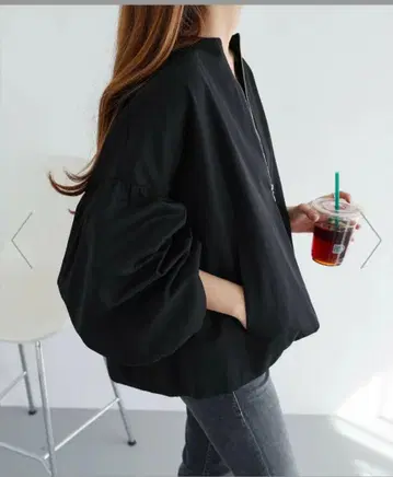 andme 블랙 벌룬 슬리브 자켓