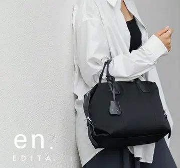 EDITA. (에디타) 바이컬러 사이드 벨트 보스턴 블랙