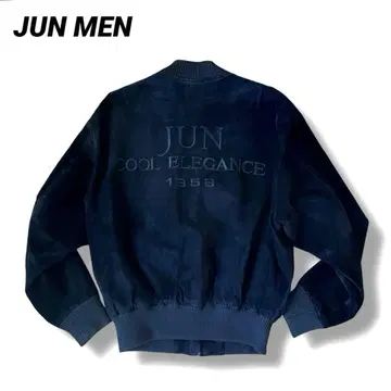 JUN MEN 블루종 자켓 바시티 자켓 피크 가죽 빅 로고 자수