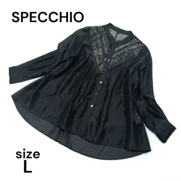 새상품급 SPECCHIO 스페치오 블라우스 튜닉 셔츠 레이스 블랙