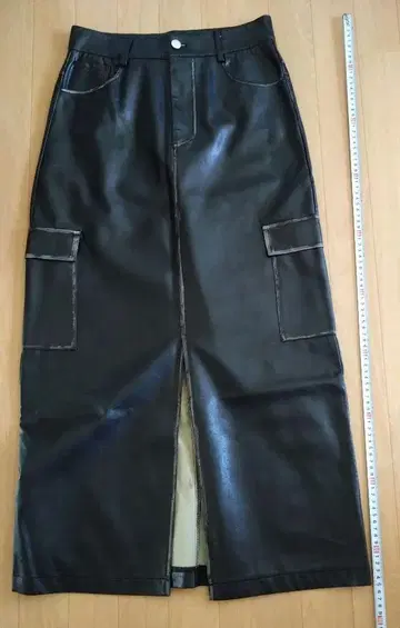 인조 가죽 블랙 타이트 스커트 롱