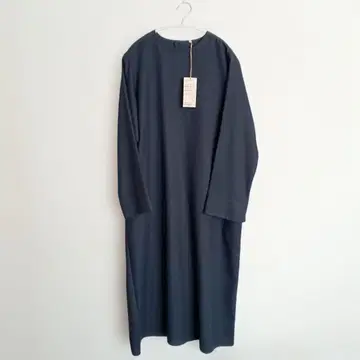 빅 사이즈 XL 울 혼방 럭셔리 심플 원피스 네이비