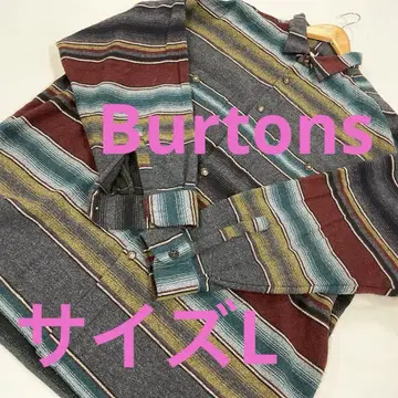 Burtons 플란넬 셔츠 보더 그레이 L #2675