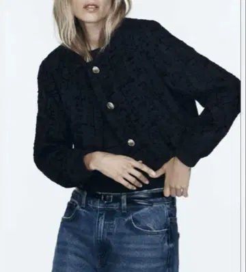 ZARA 텍스처 봄버 자켓 트위드