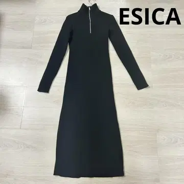 [ 새상품급 ] ESICA ( 에시카 ) 하프 지퍼 리브 롱 원피스