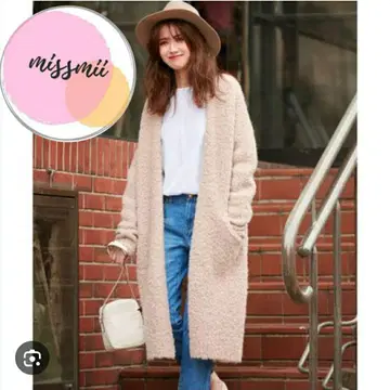 23구 알파카 양모 카멜 롱 가디건 온워드 카시야마