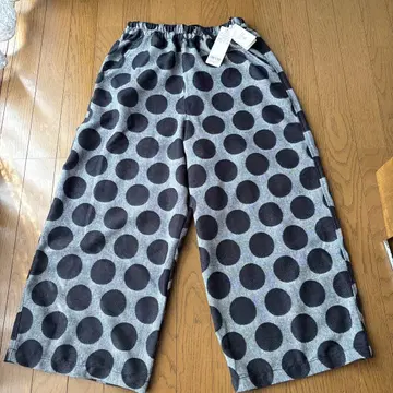 ATTENTION 도트 와이드 팬츠 그레이 x 블랙 도트