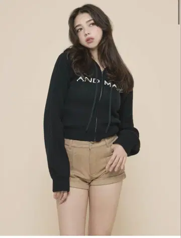 andmary Jeniffer knit hoodie set black