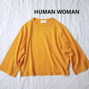 새상품급 HUMAN WOMAN 휴먼 우먼 와이드 풀오버 면 니트