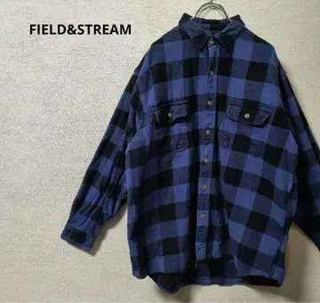 [ 파랑 XL ] FIELD&STREAM 플란넬 셔츠 블록 체크 셔츠